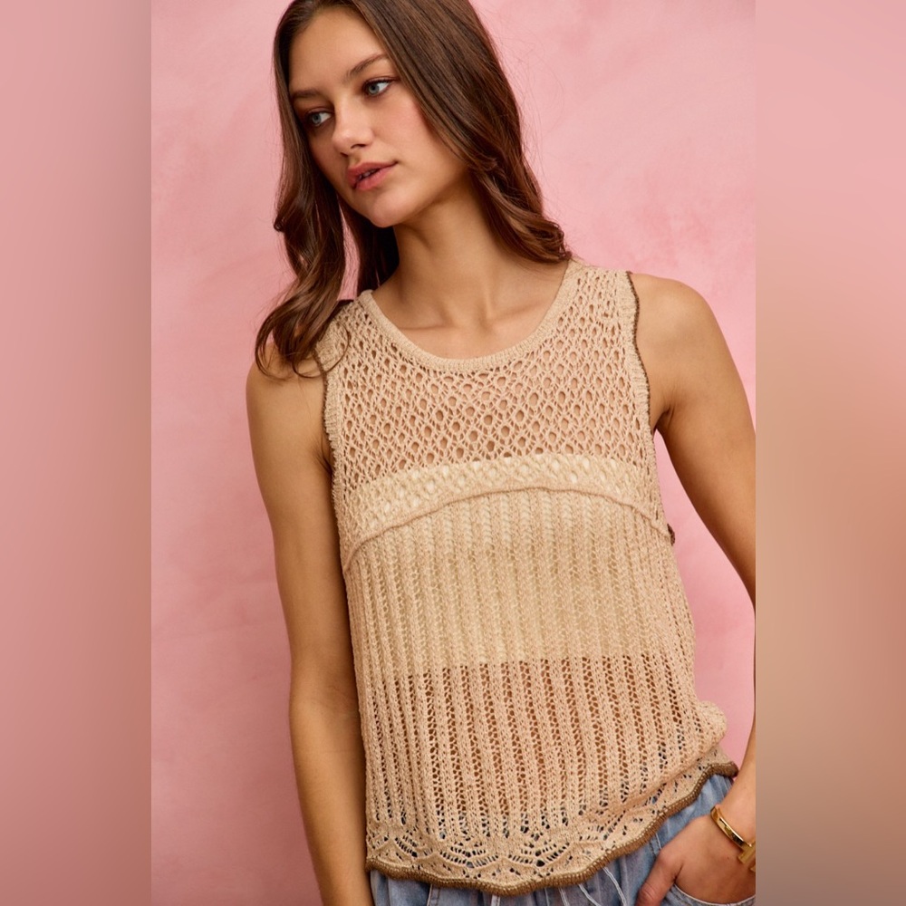 SO ME Crochet Lace Light Weight Sweater Vest